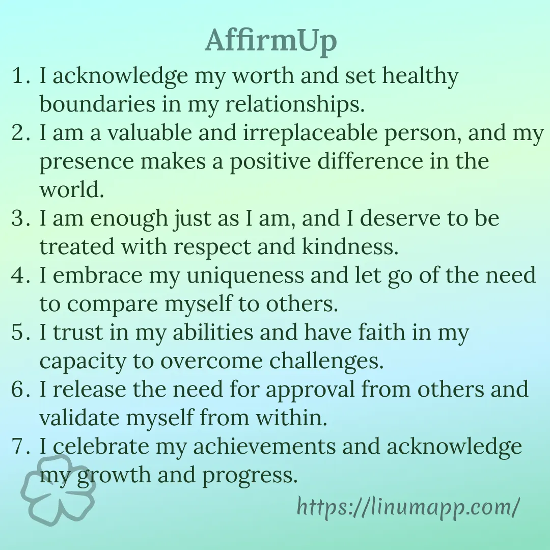Confidence and Self-Esteem Affirmations. AffirmUp App