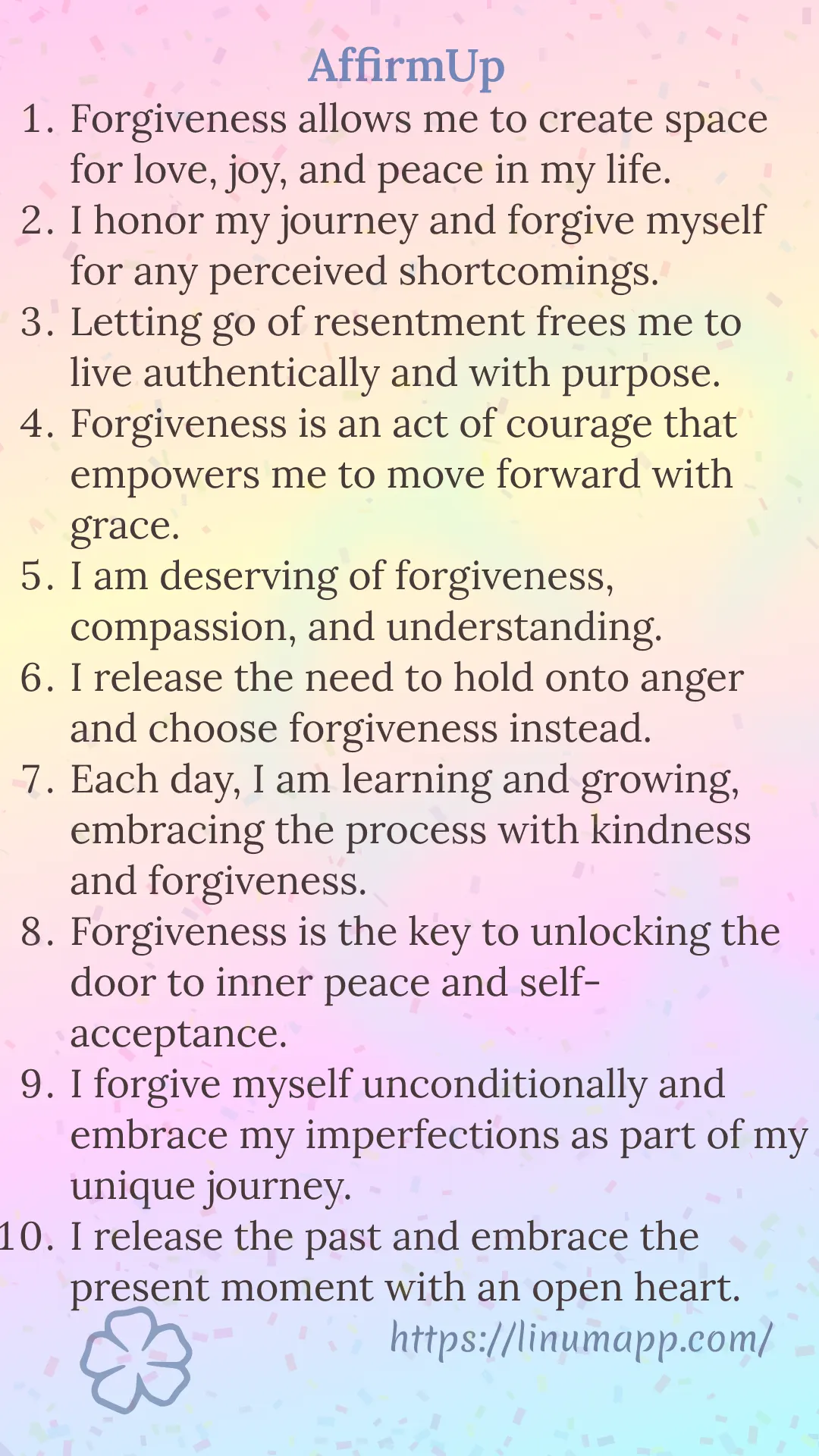 AffirmUp Forgiveness Affirmations for Self-Acceptance