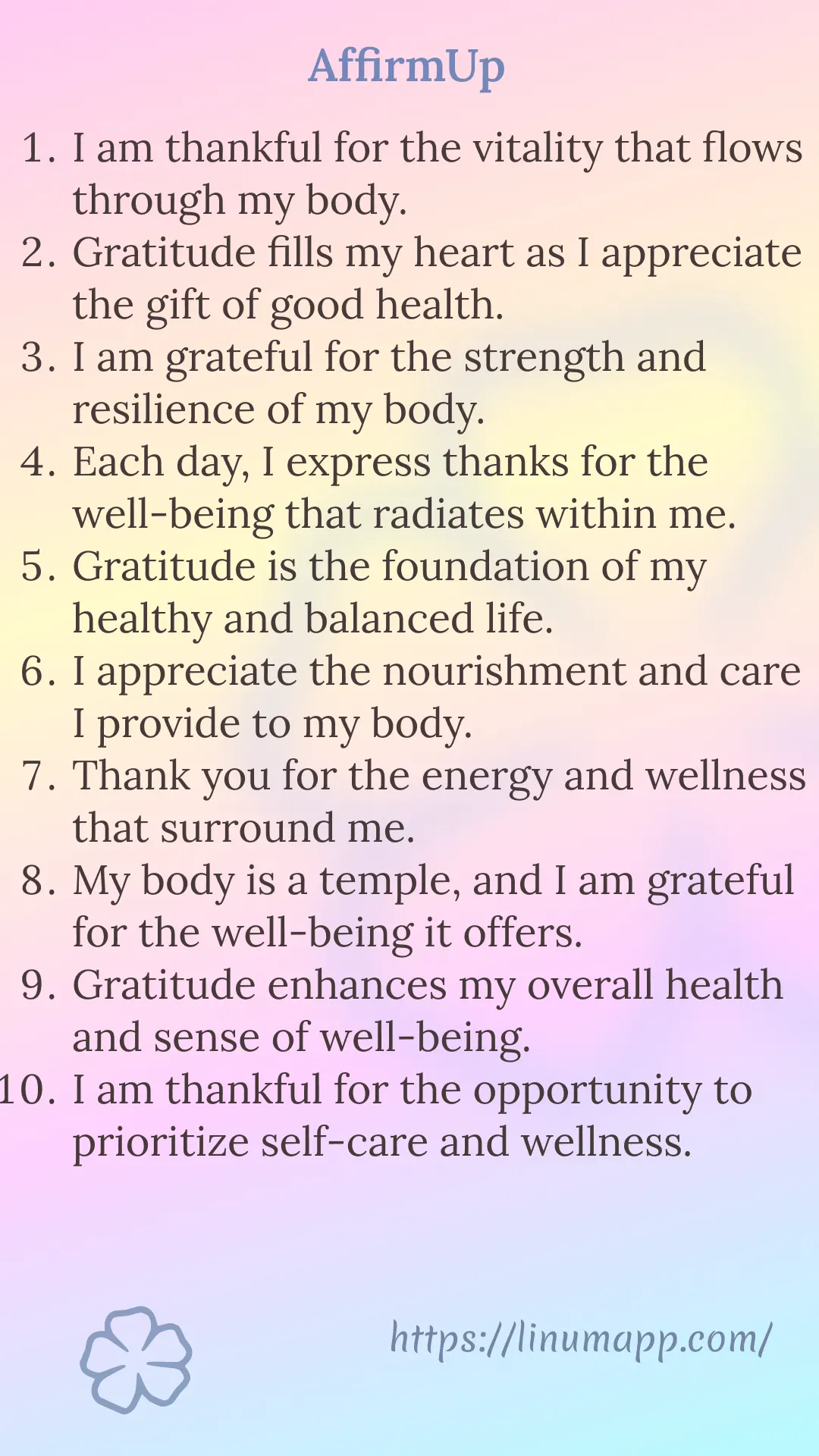 Gratitude Affirmations for Health and Wellness