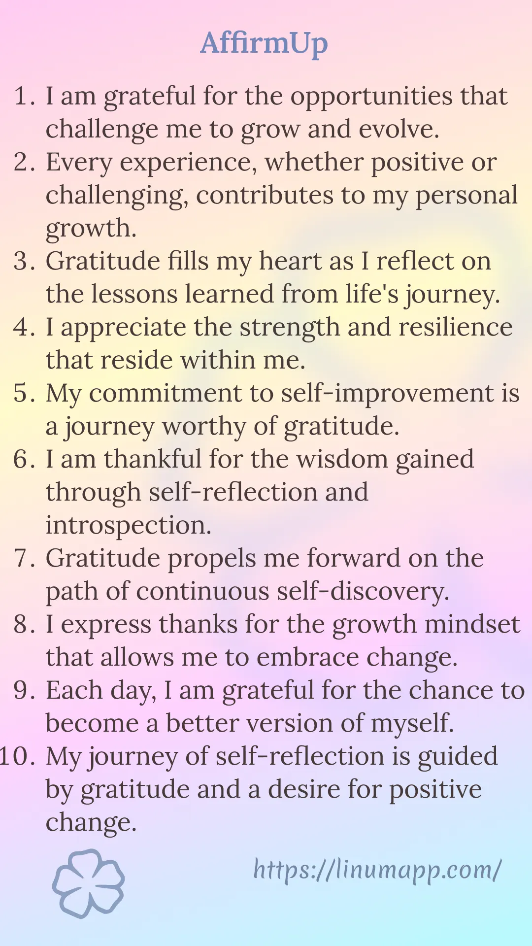 Gratitude Affirmations for Personal Growth and Self-Reflection