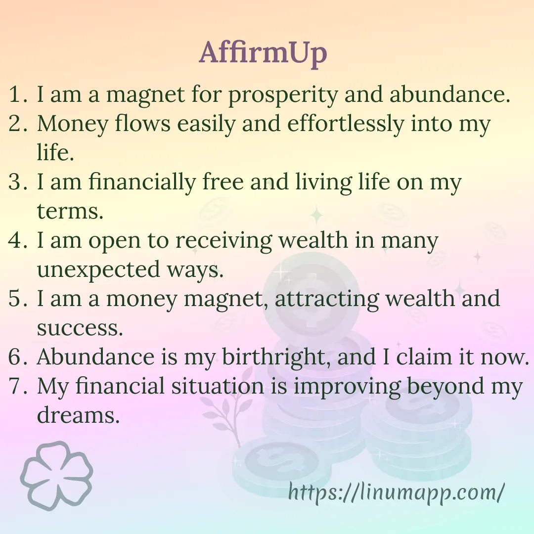 AffirmUp. Money Affirmations Image