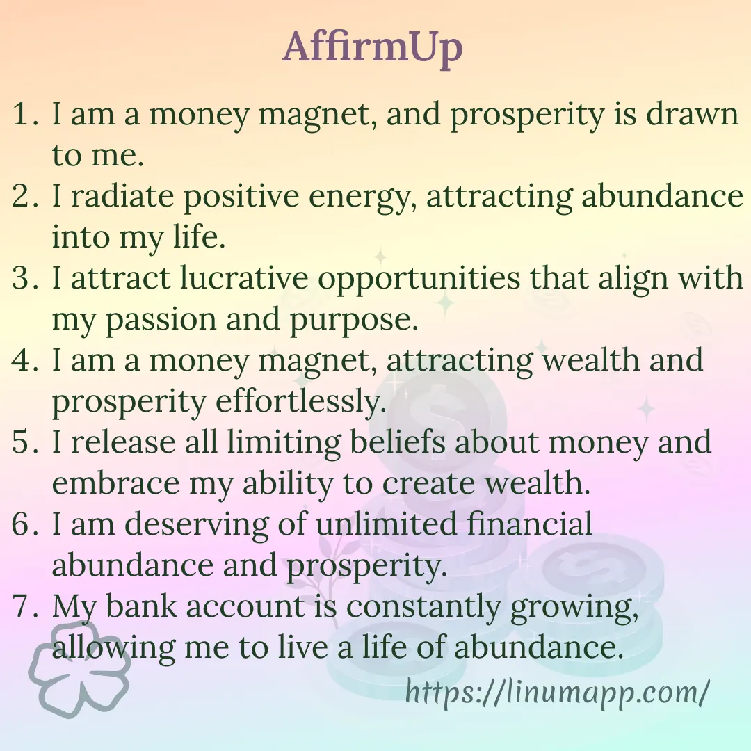 AffirmUp. Powerful Prosperity & Abundance Affirmations Images