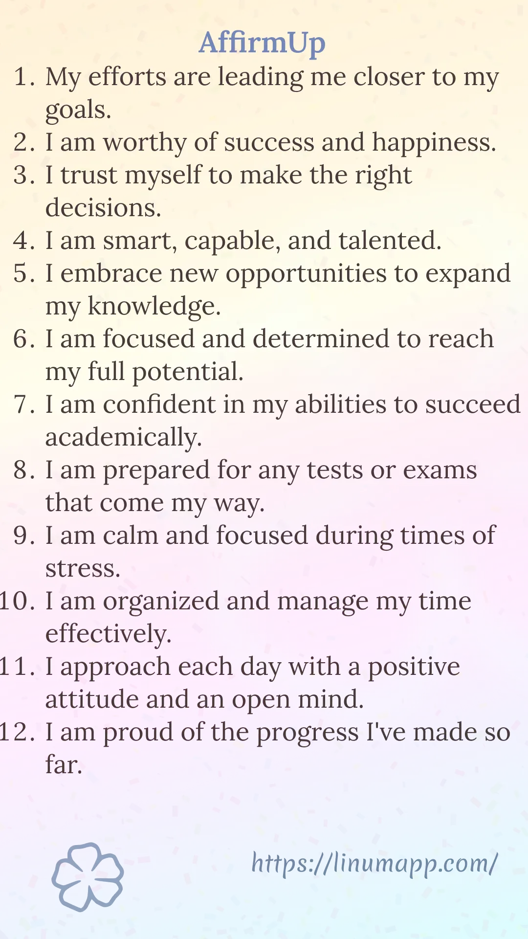 100 Positive I Am Affirmations for Students